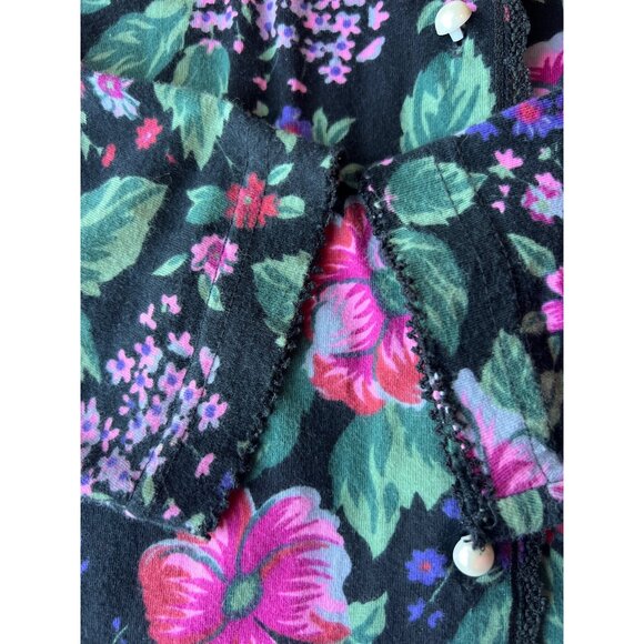 Victorias Secret Vintage 80s/90s Floral Button-Front Sleep Shirt Black/Pink M/L - Picture 7 of 8
